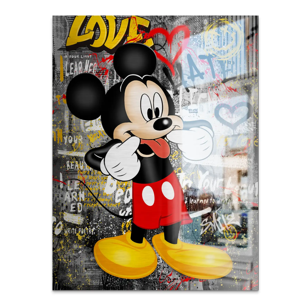 Micky Love and Hate Pop Art Alu Gebürstet INGALERIE