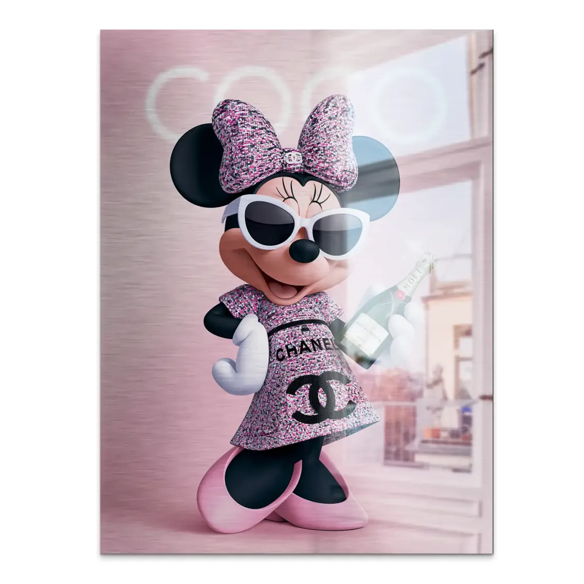 Minnie Maus Moet Aluminiumbild gebürstet
