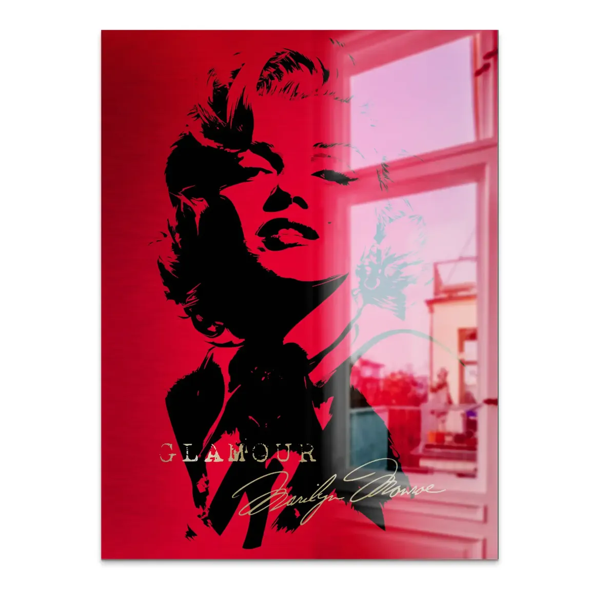Marilyn Red Glamour Alu Gebürstet Bild