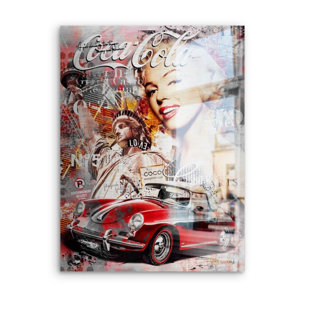 Marilyn Monroe Porsche Pop Art Aludibond Brush Bild INGALERIE