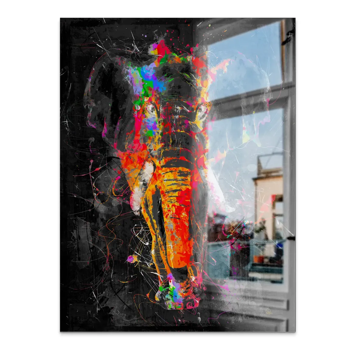 Bunter Elefant Aluminiumbild gebürstet