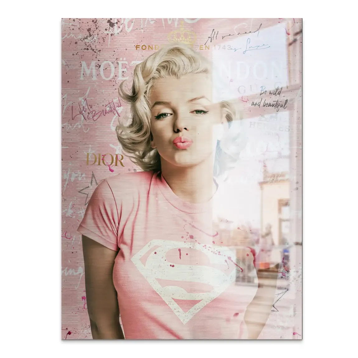 Marilyn Monroe Superman Aluminiumbild gebürstet