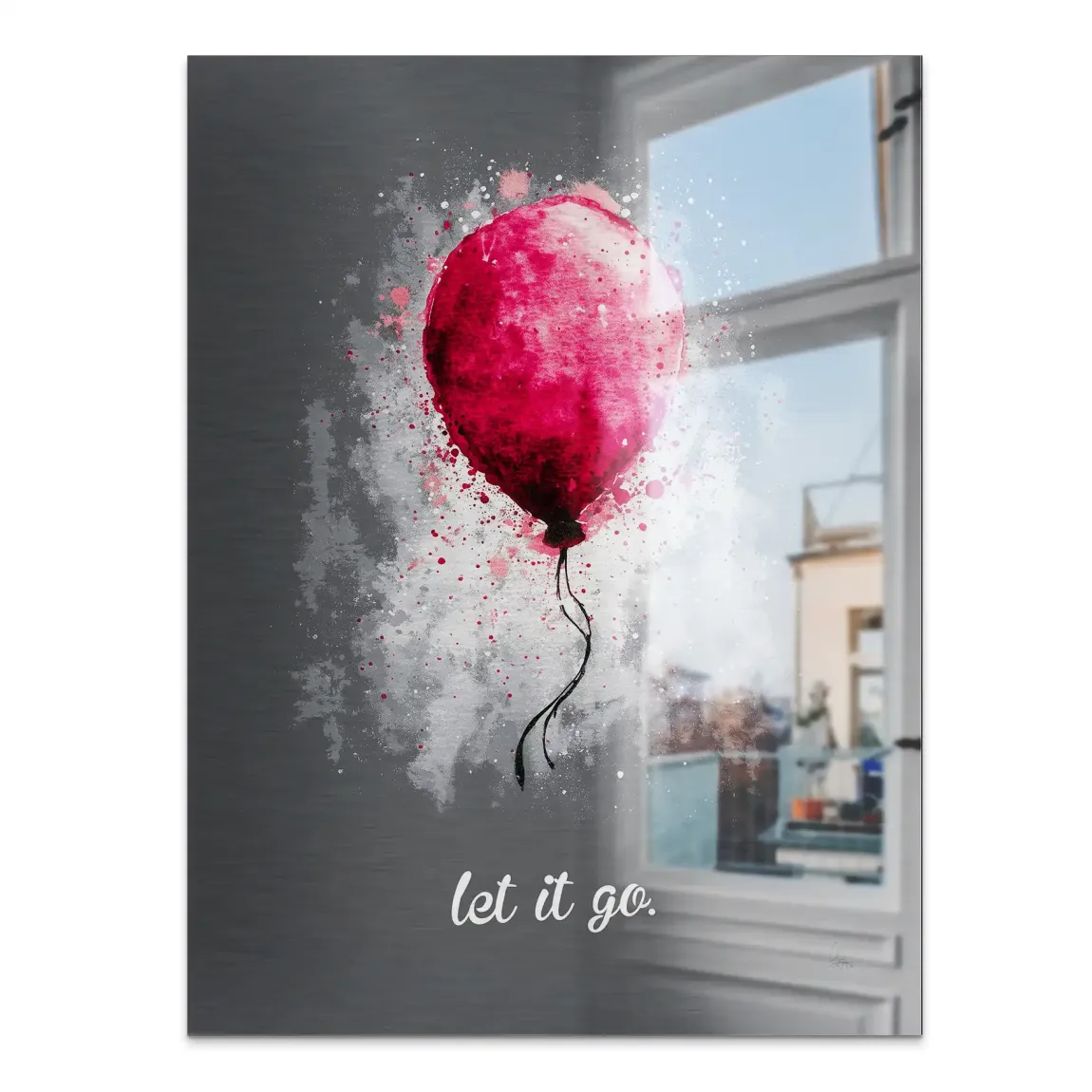 Let it go Ballon Aluminiumbild gebürstet