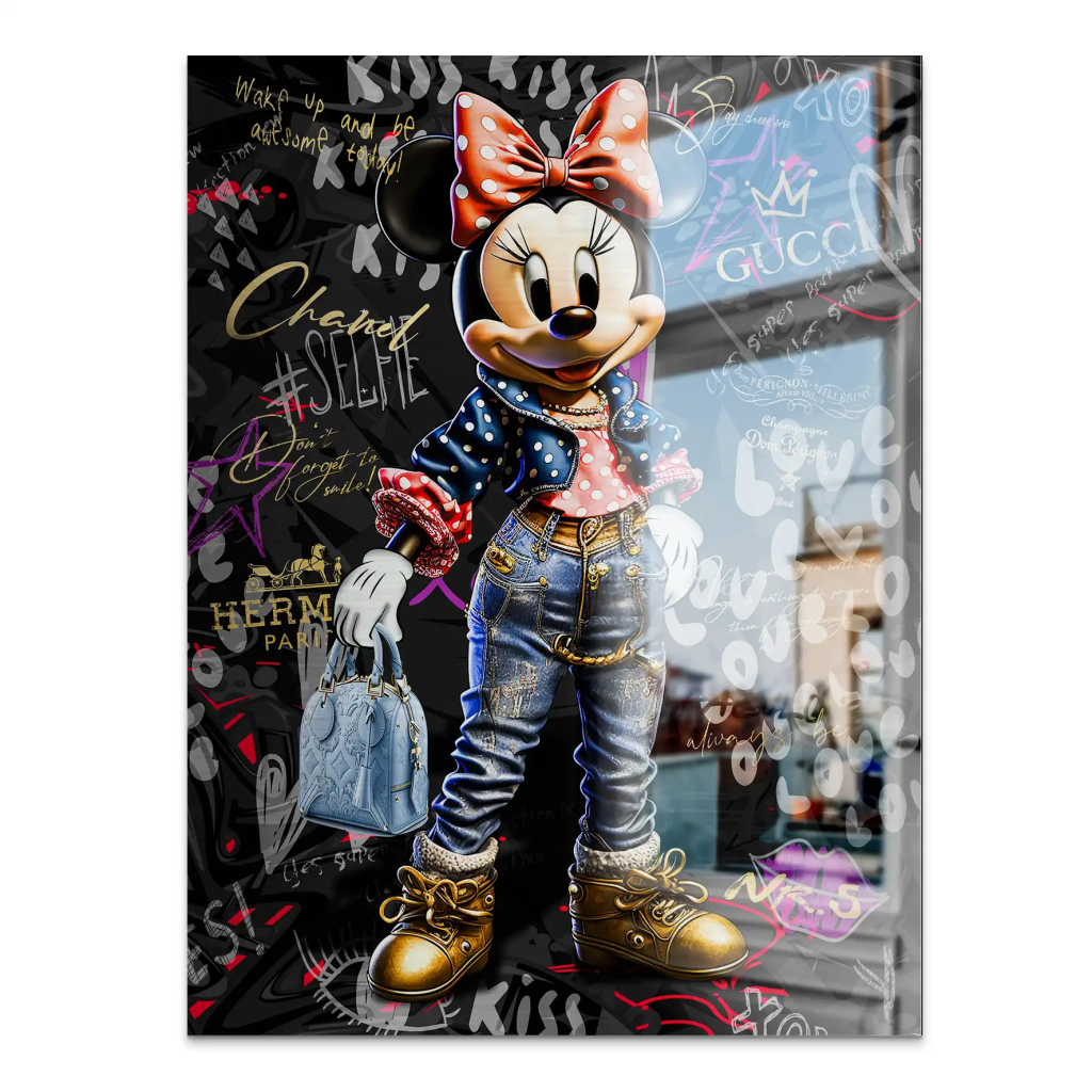 Minnie Maus Street Art Style Style Alu Gebürstet INGALERIE