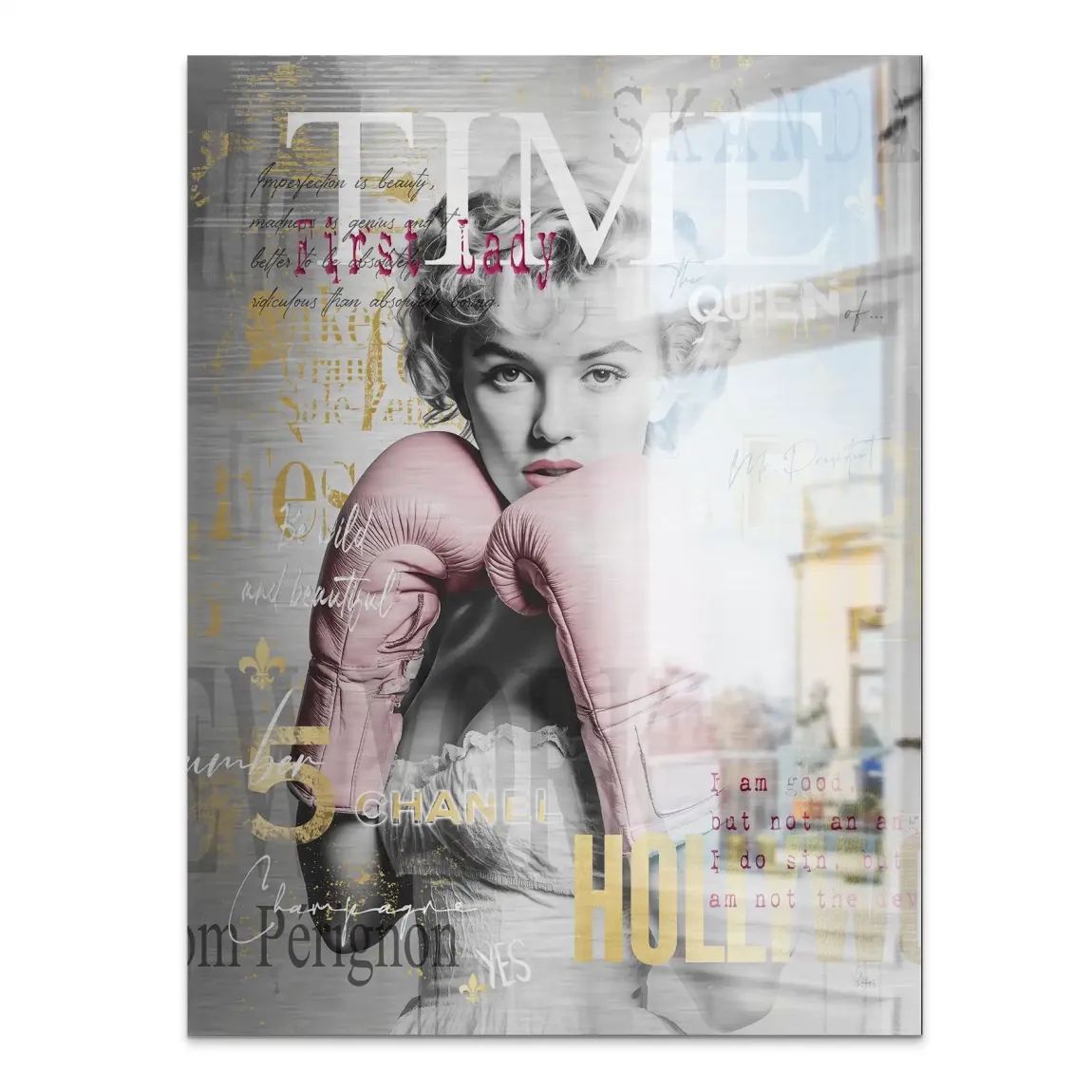 Marilyn Monroe Champ Pop Art Alu Gebürstet Bild