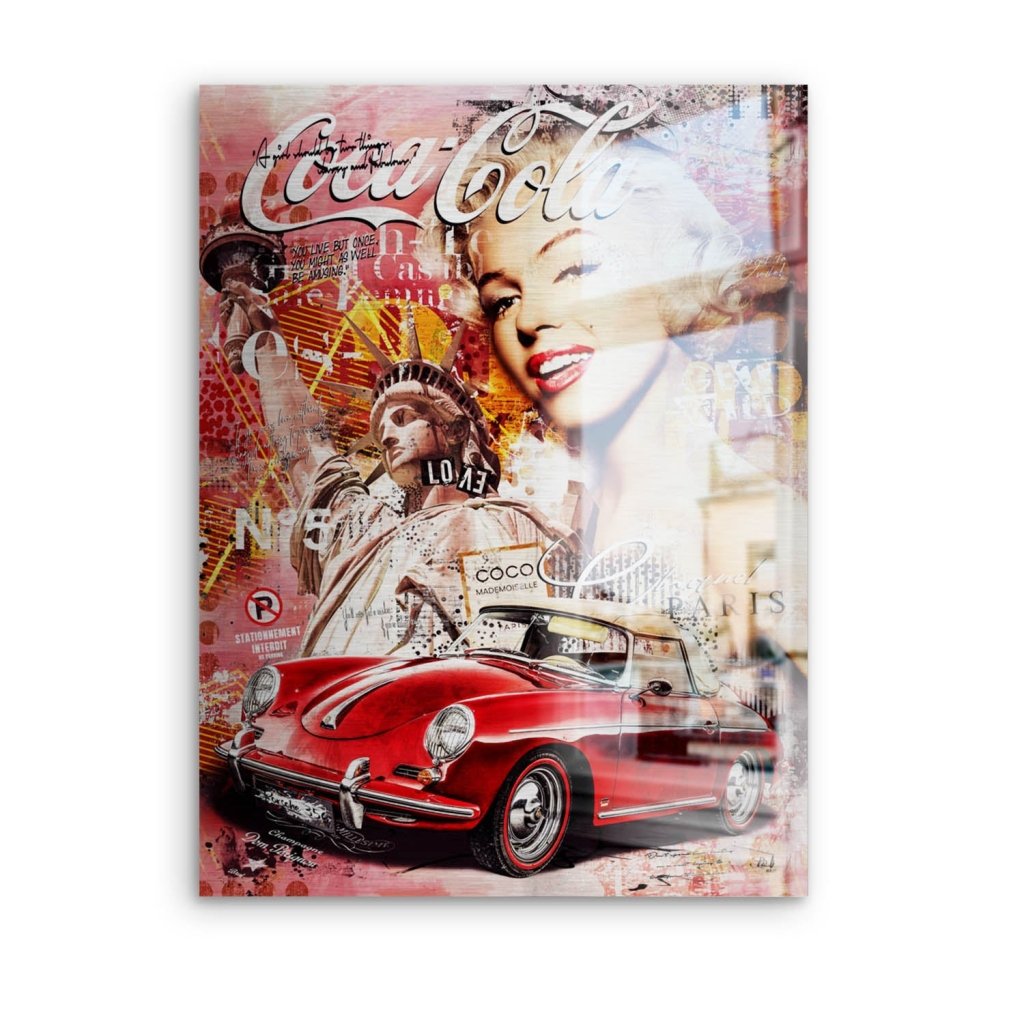 Marilyn Monroe Speedster Pop Art Aludibond Brush Bild INGALERIE