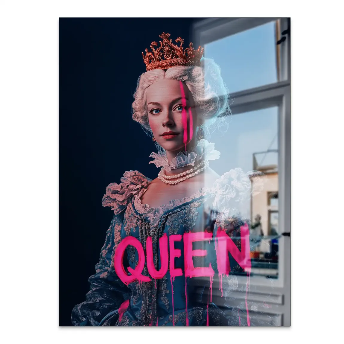 Queen Neon Art Alu Gebürstet Bild