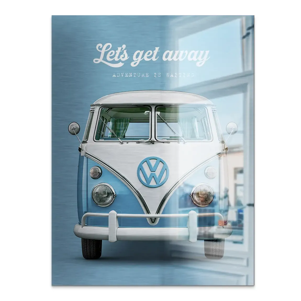Blue VW Bulli Aluminiumbild gebürstet