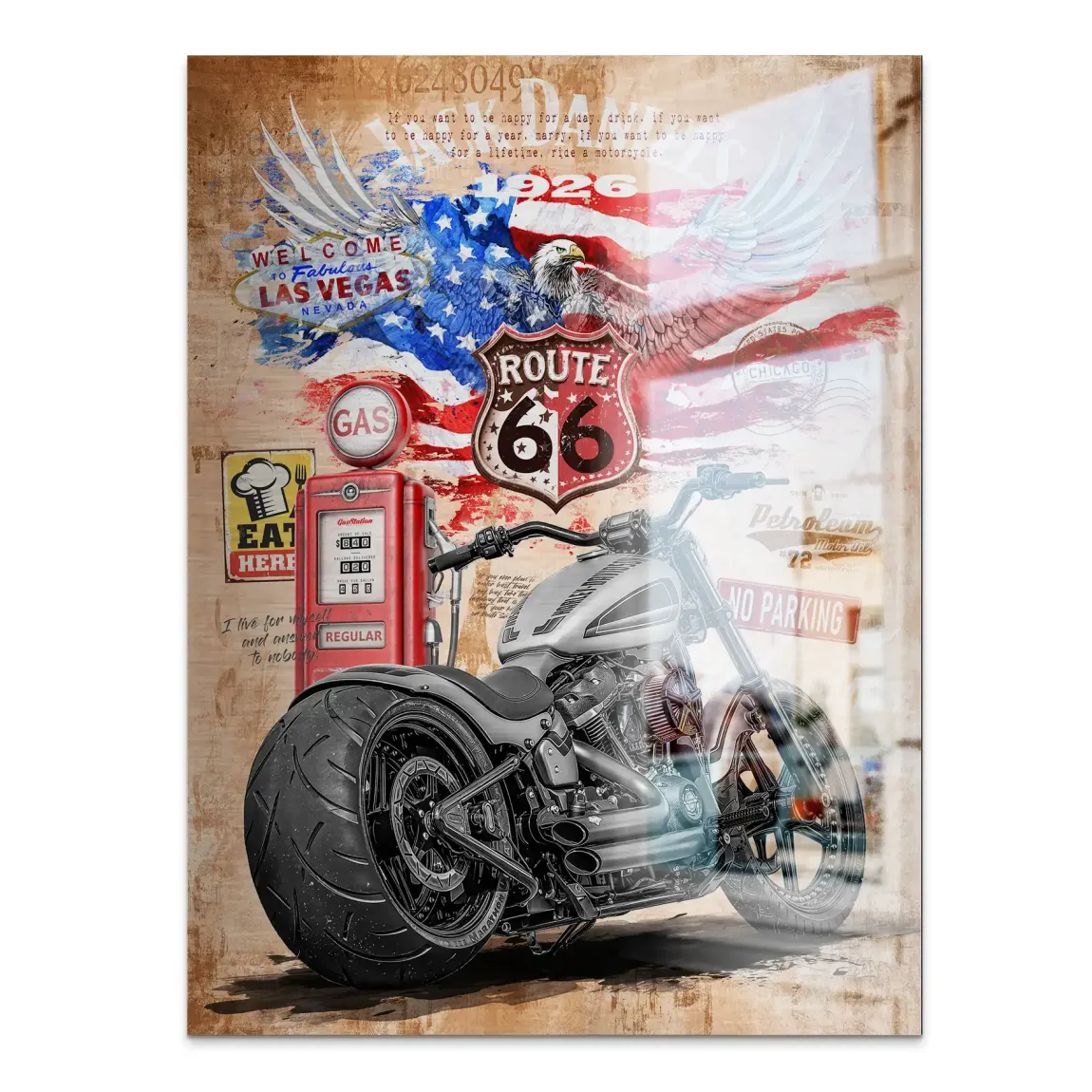 Harley Route 66 Alu Gebürstet Bild
