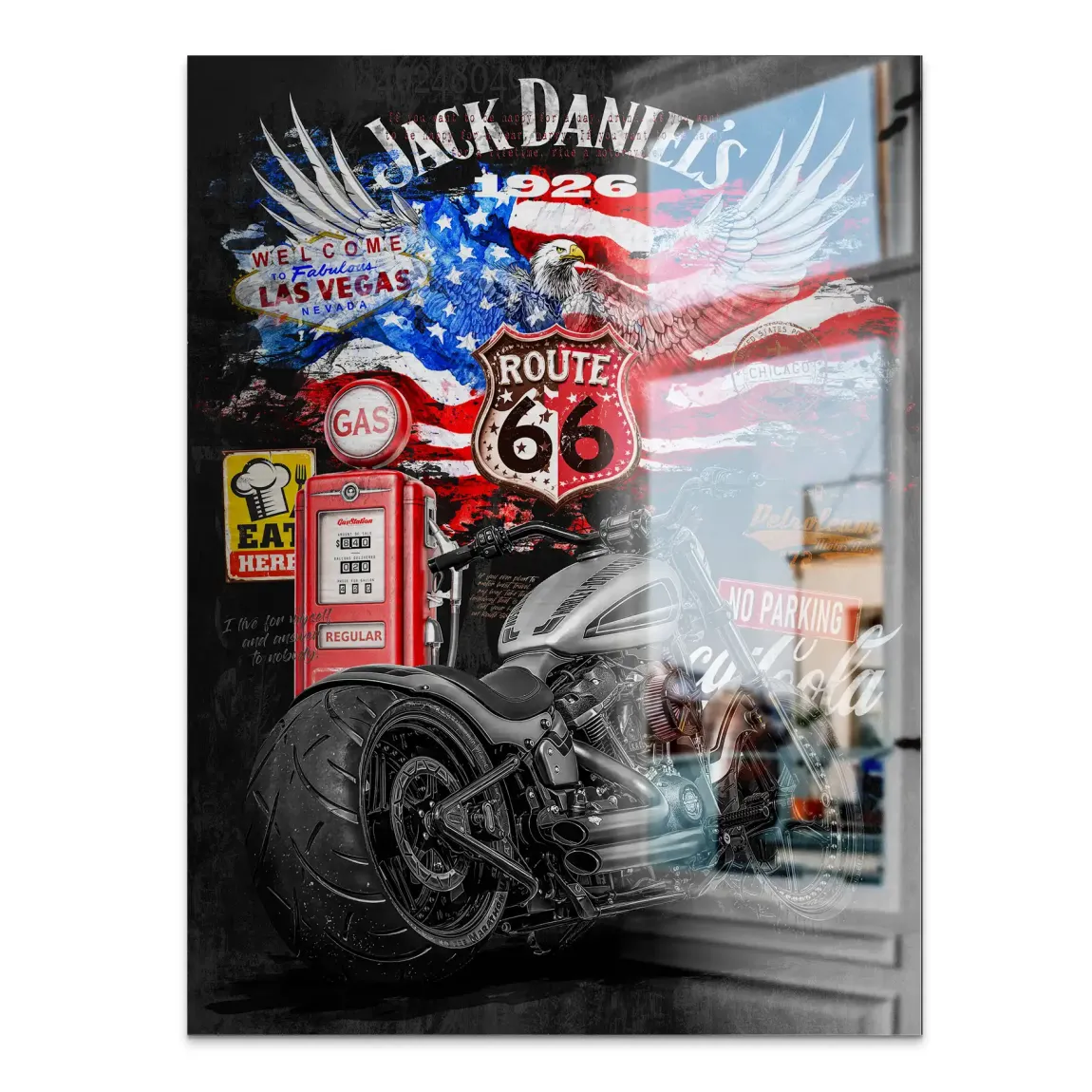 Harley Freedom Pop Art Alu Gebürstet Bild