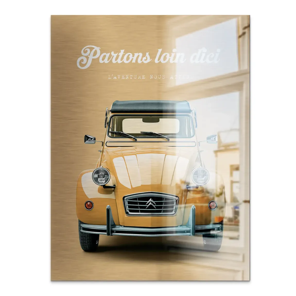 Citroen 2CV Voyage Aluminiumbild gebürstet