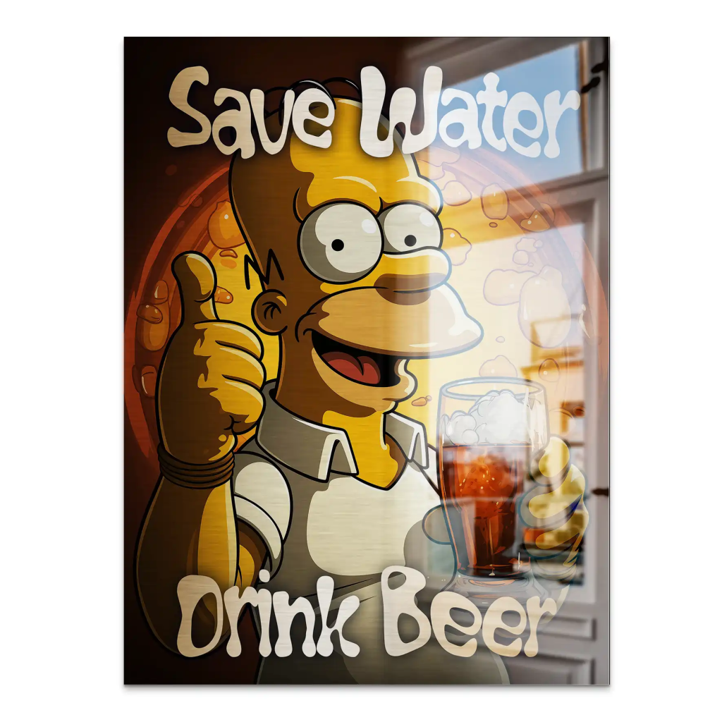 Homer Drink Beer Aludibond Gebürstet INGALERIE