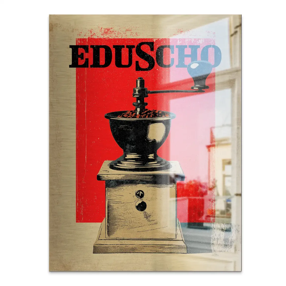 Eduscho Kaffeemühle Aluminiumbild gebürstet