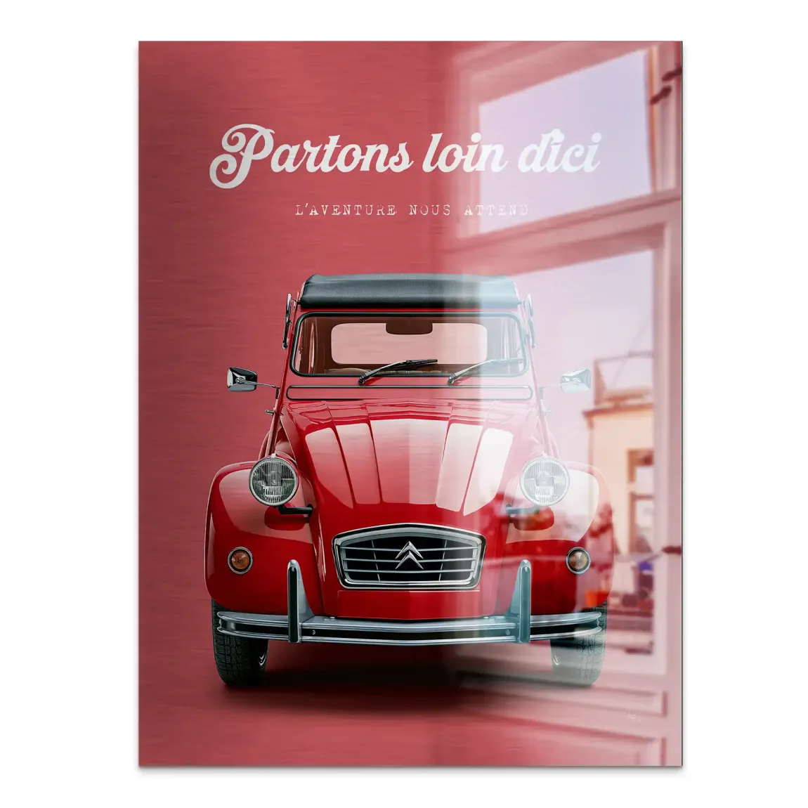 Citroen 2CV Rouge Aluminiumbild gebürstet