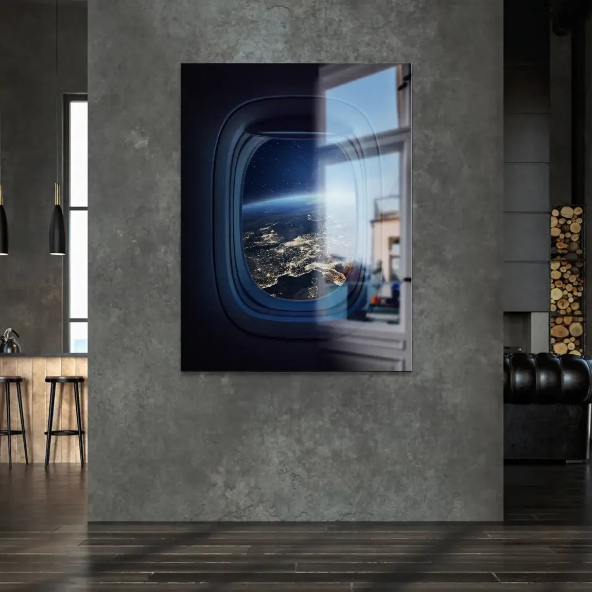 Flugzeugfenster Orbit Alu Gebürstet Bild