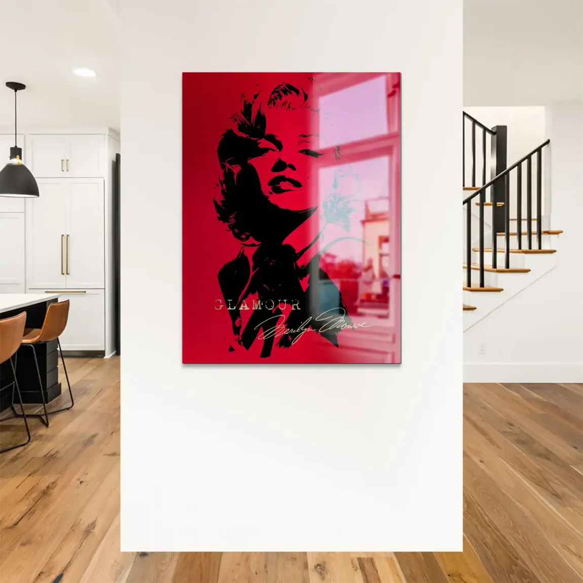 Marilyn Red Glamour Alu Gebürstet Bild