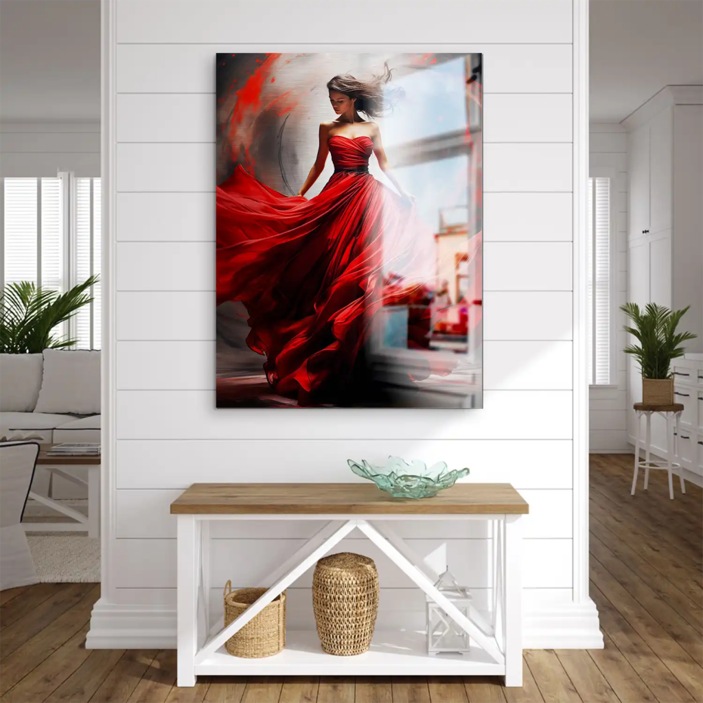 Woman In Red AluDibond Bild INGALERIE