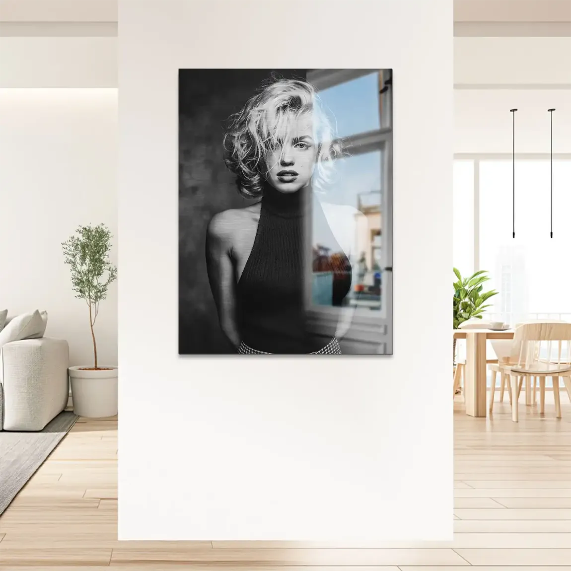 Marilyn Black and White Style Alu Gebürstet Bild