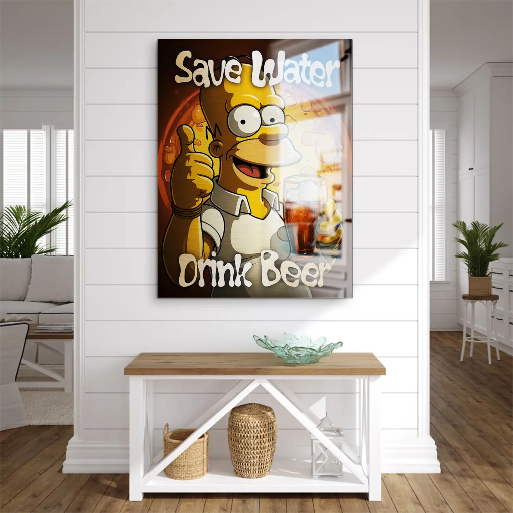 Homer Drink Beer AluDibond Bild INGALERIE