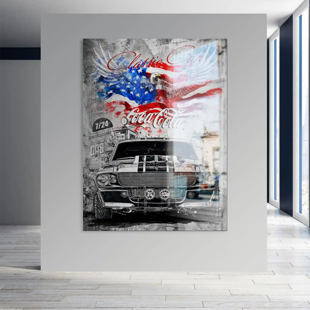 Ford Mustang Pop Art Modern Style Alu Gebürstet INGALERIE