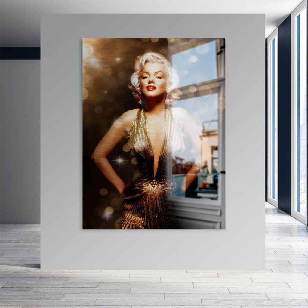 Marilyn Monroe Gold Style Alu Gebürstet Bild INGALERIE