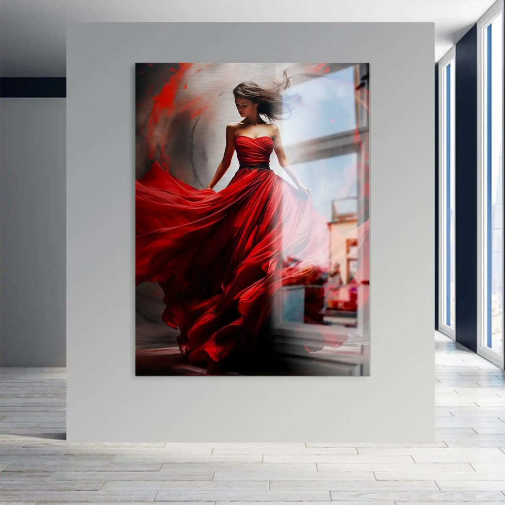 Woman In Red AluDibond Bild INGALERIE