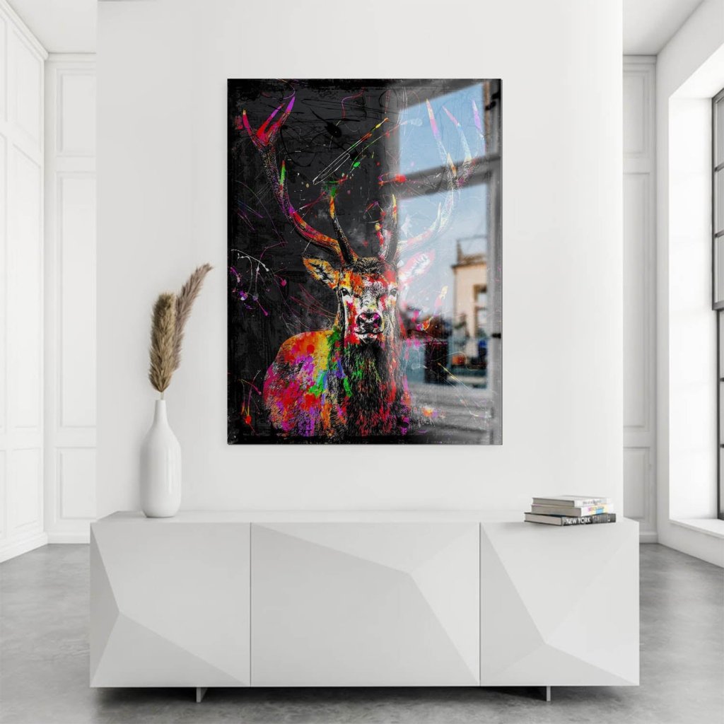 Hirsch Abstrakt Color Alu Gebürstet INGALERIE