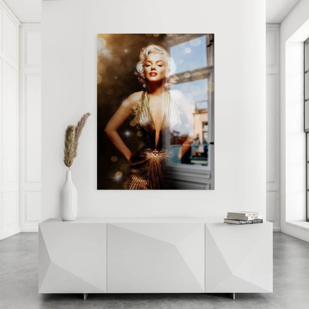 Marilyn Monroe Gold Style Alu Gebürstet Bild INGALERIE