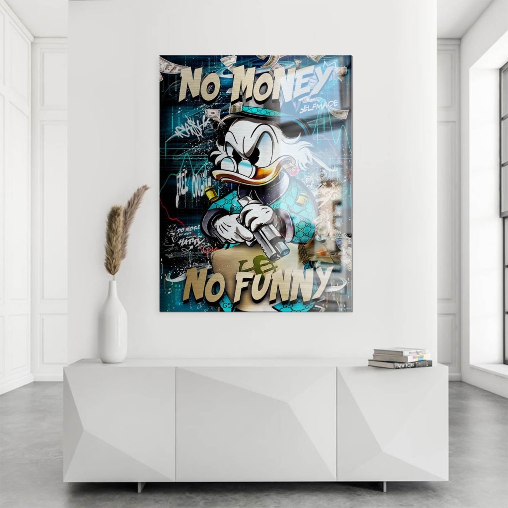 Dagobert Duck No Funny Pop Art Aludibond Brush Bild INGALERIE