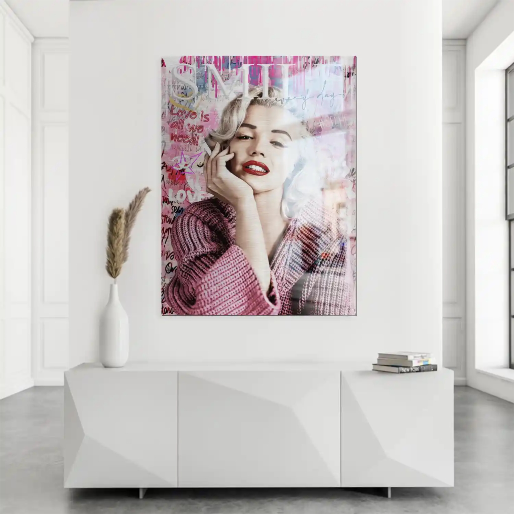 Pop Art Marilyn Monroe Smile AluDibond Gebürstet INGALERIE