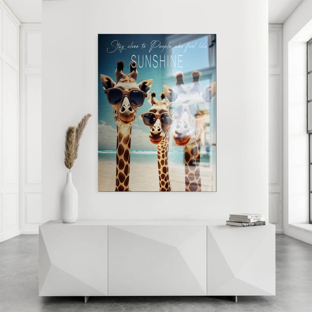 Giraffe Sunshine Aludibond Brush Bild INGALERIE