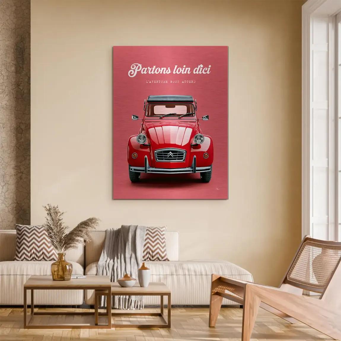 Citroen 2CV Rouge Aluminiumbild gebürstet