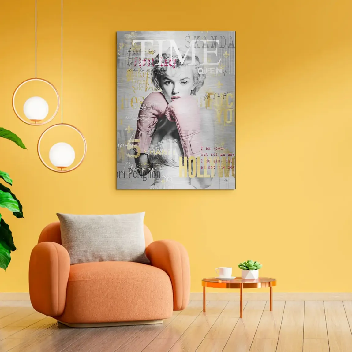Marilyn Monroe Champ Pop Art Alu Gebürstet Bild