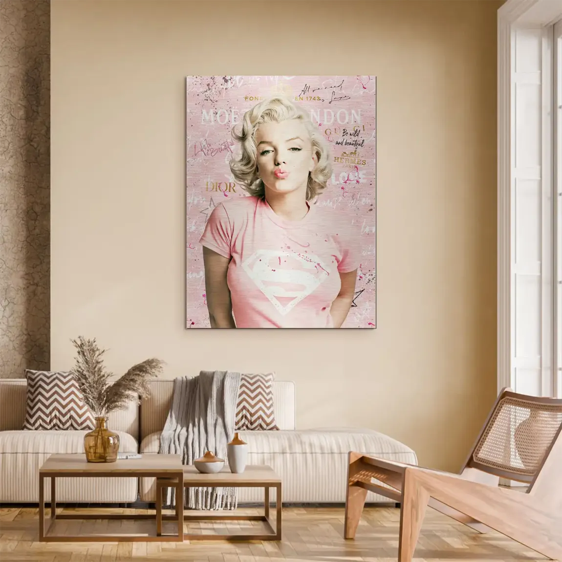 Marilyn Monroe Superman Aluminiumbild gebürstet