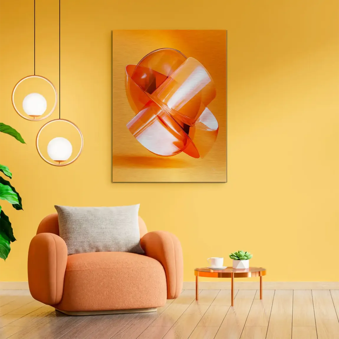 Orange Amber Abstrakt Alu Gebürstet Bild