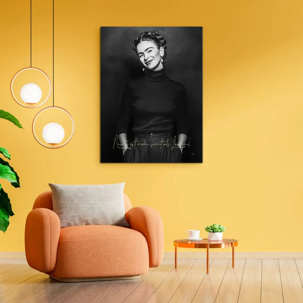 Frida Kahlo stilles Lächeln Alu Gebürstet Bild