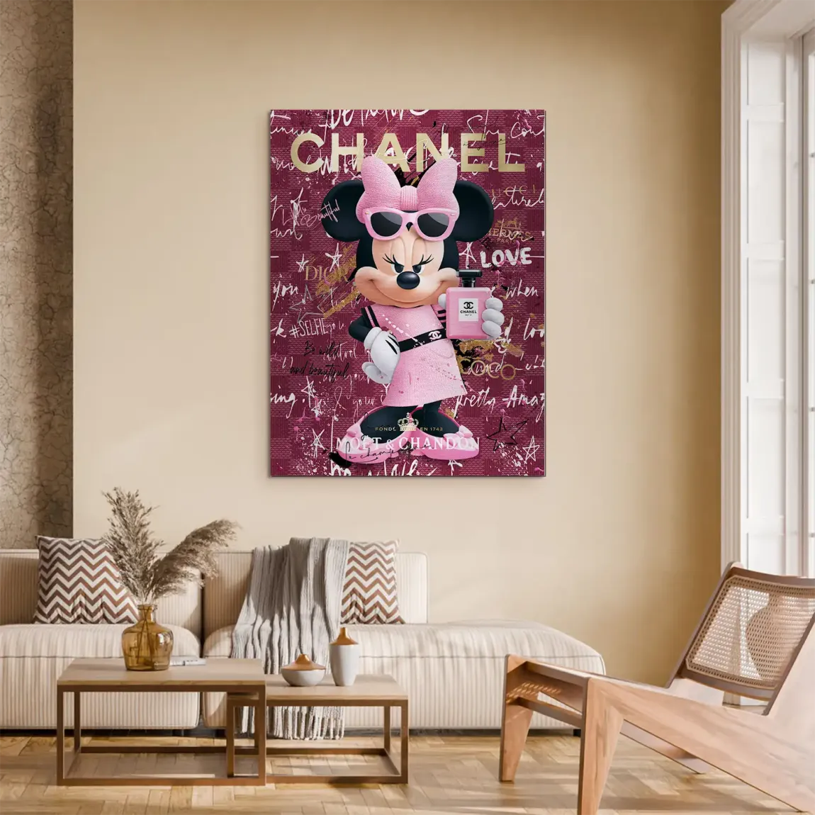 Minnie Maus Glam Chanel Aluminiumbild gebürstet