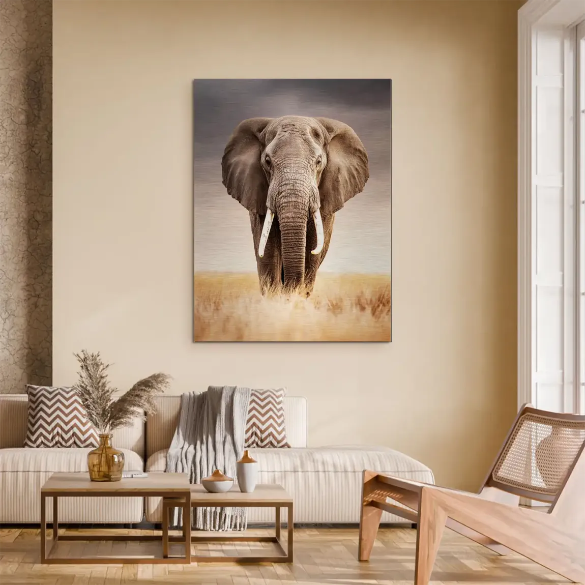 Savanne Elefant Aluminiumbild gebürstet