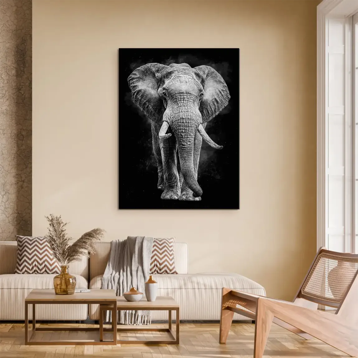 Elefant Noir Aluminiumbild gebürstet