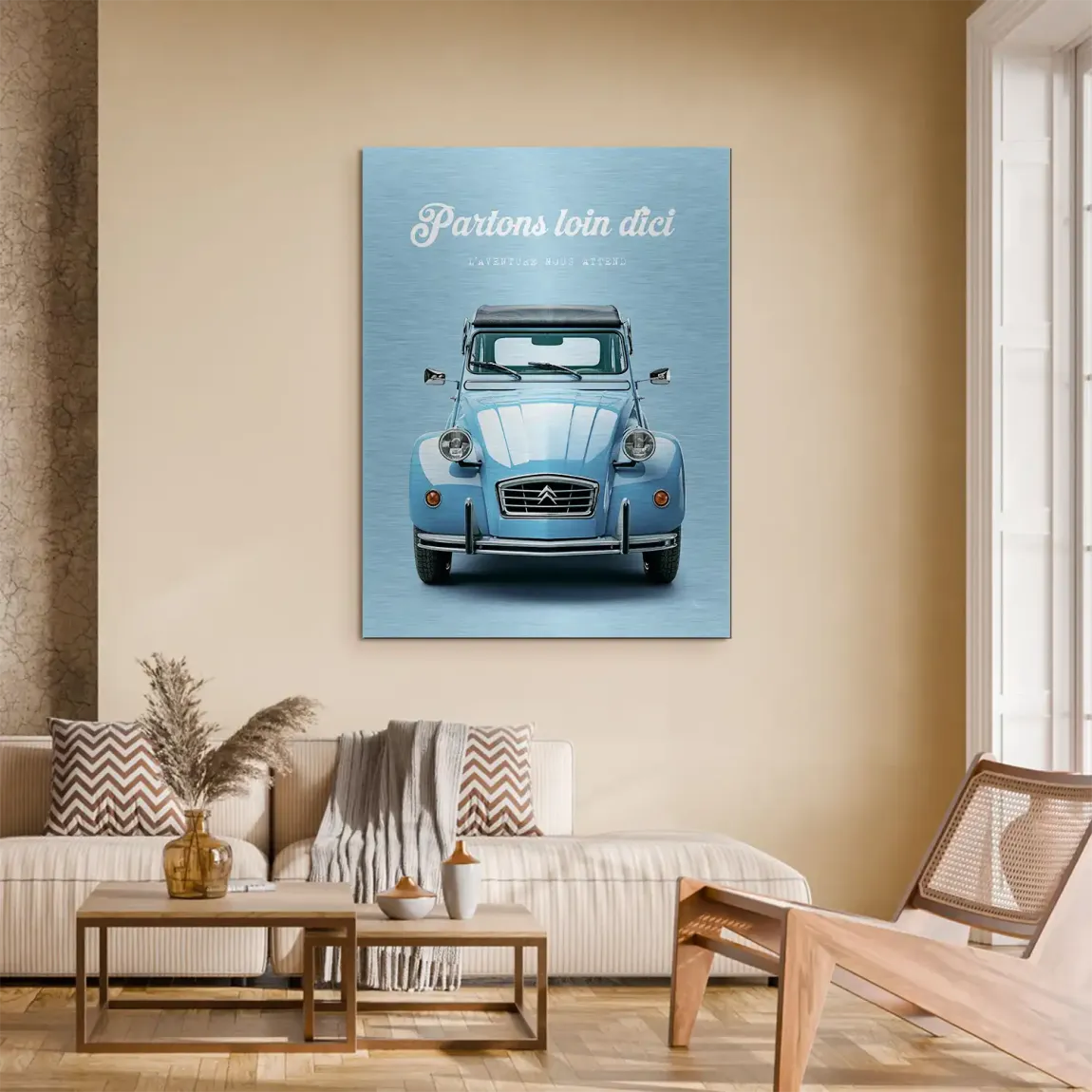 Citroen 2CV Bleu Aluminiumbild gebürstet