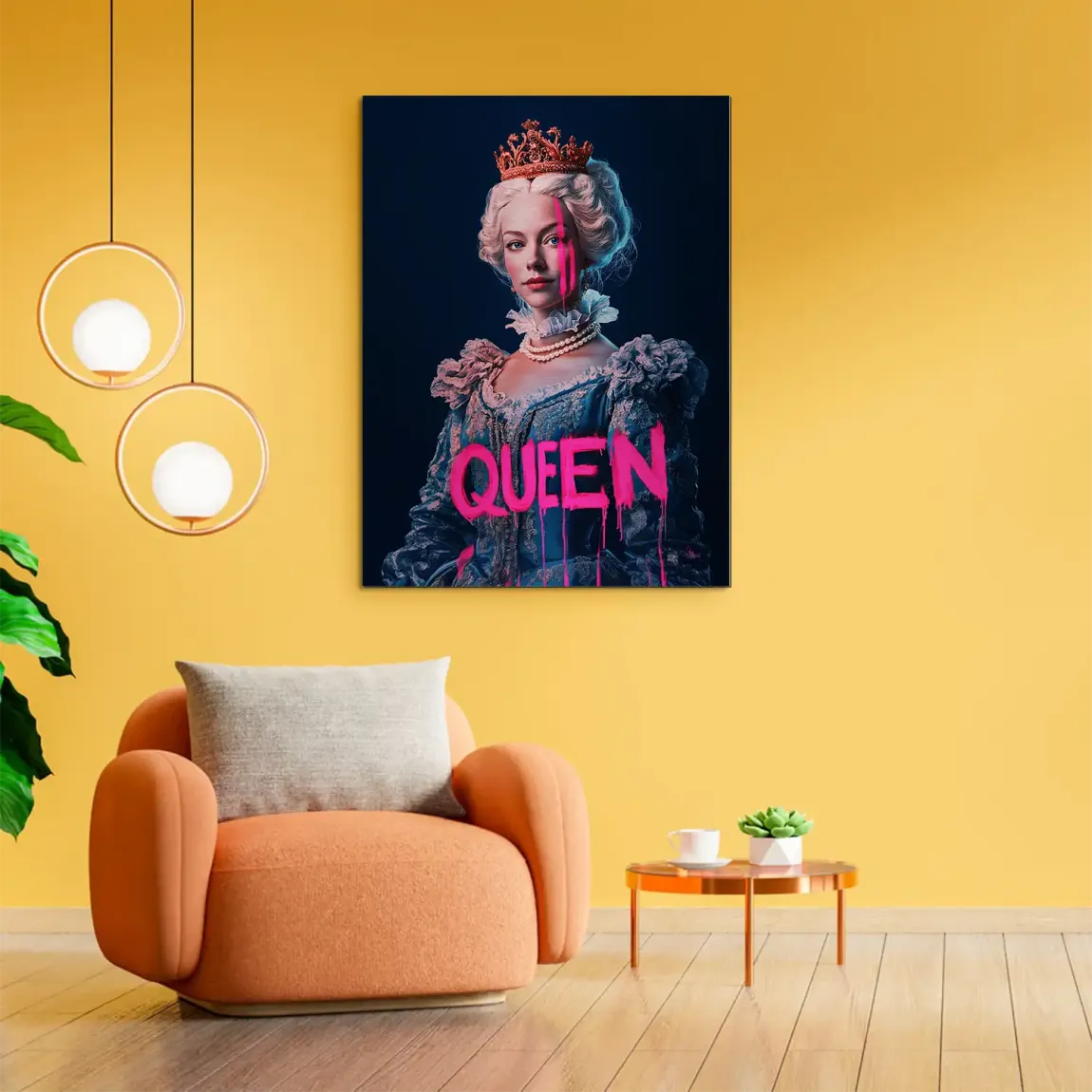 Queen Neon Art Alu Gebürstet Bild