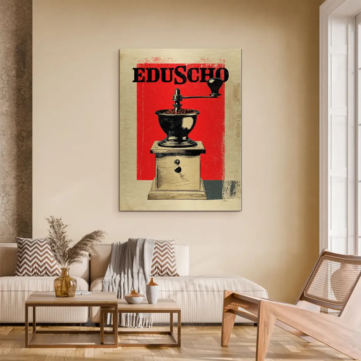 Eduscho Kaffeemühle Aluminiumbild gebürstet