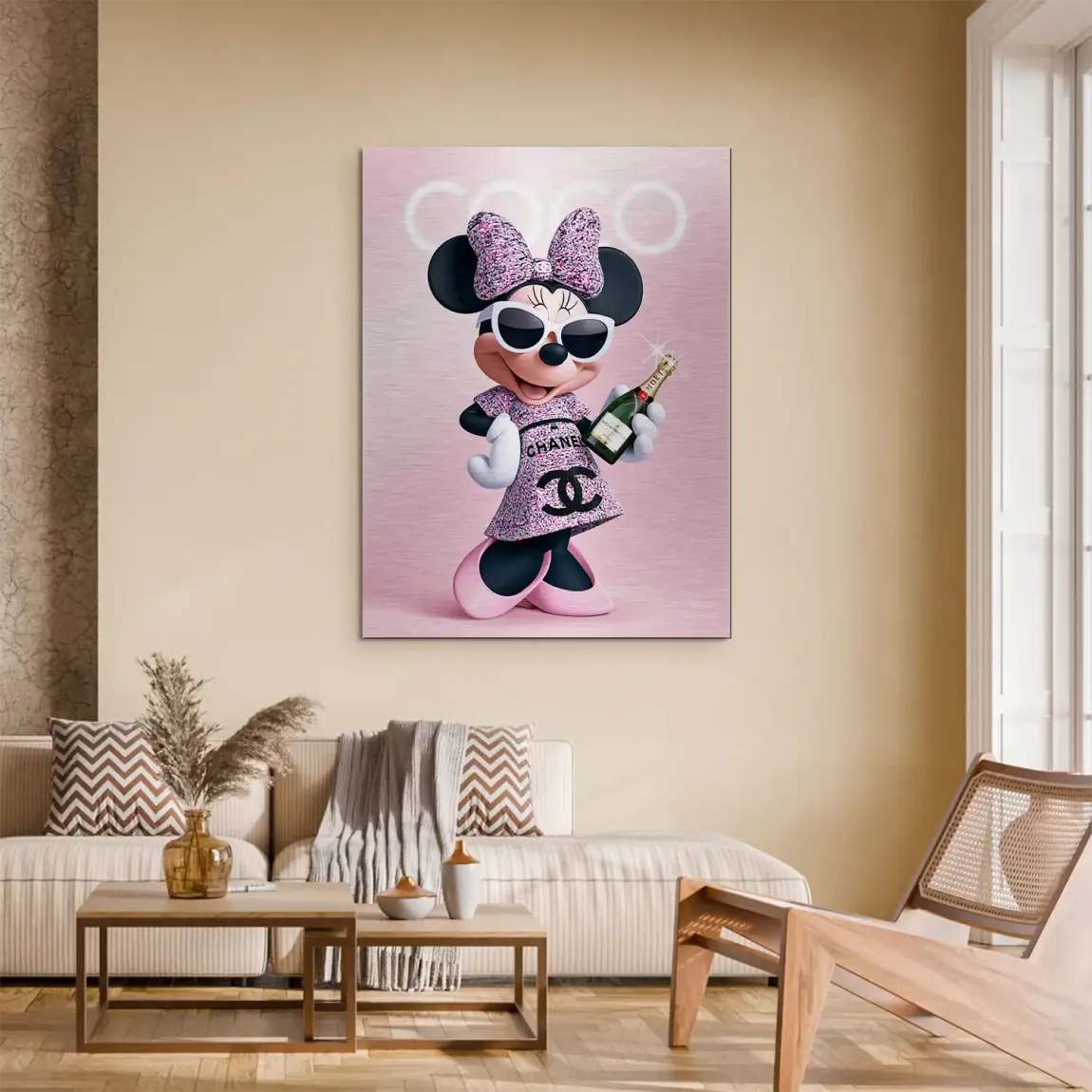 Minnie Maus Moet Aluminiumbild gebürstet
