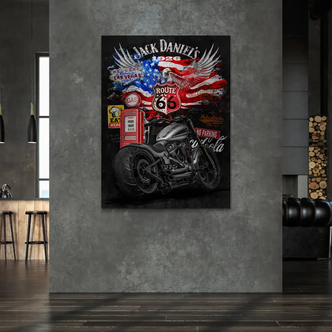 Harley Freedom Pop Art Alu Gebürstet Bild