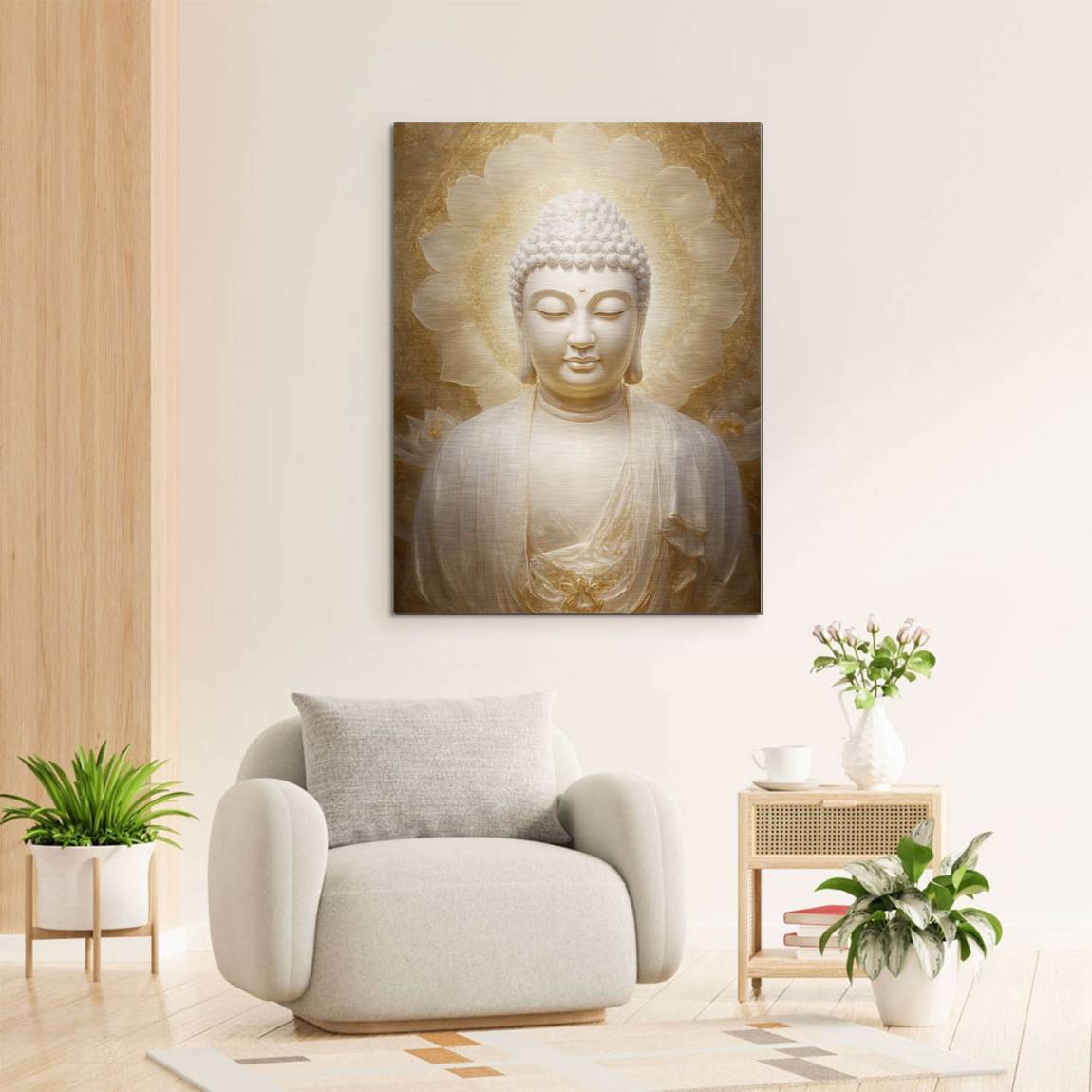 Goldener Buddha Aluminiumbild gebürstet