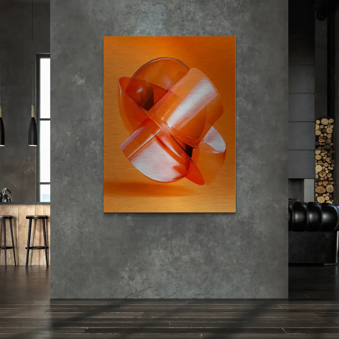 Orange Amber Abstrakt Alu Gebürstet Bild