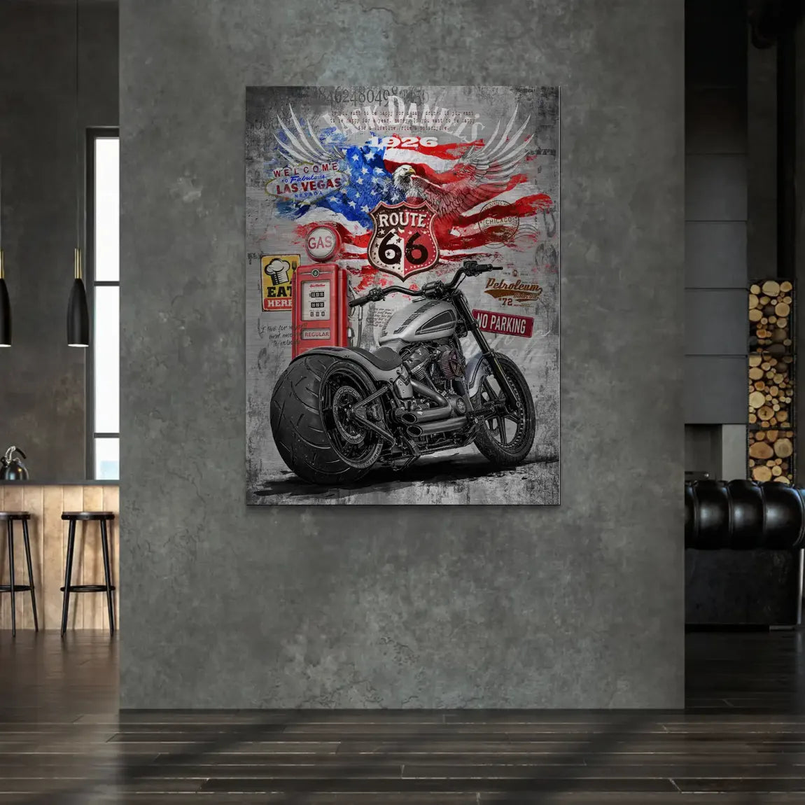 Harley Road Pop Art Alu Gebürstet Bild
