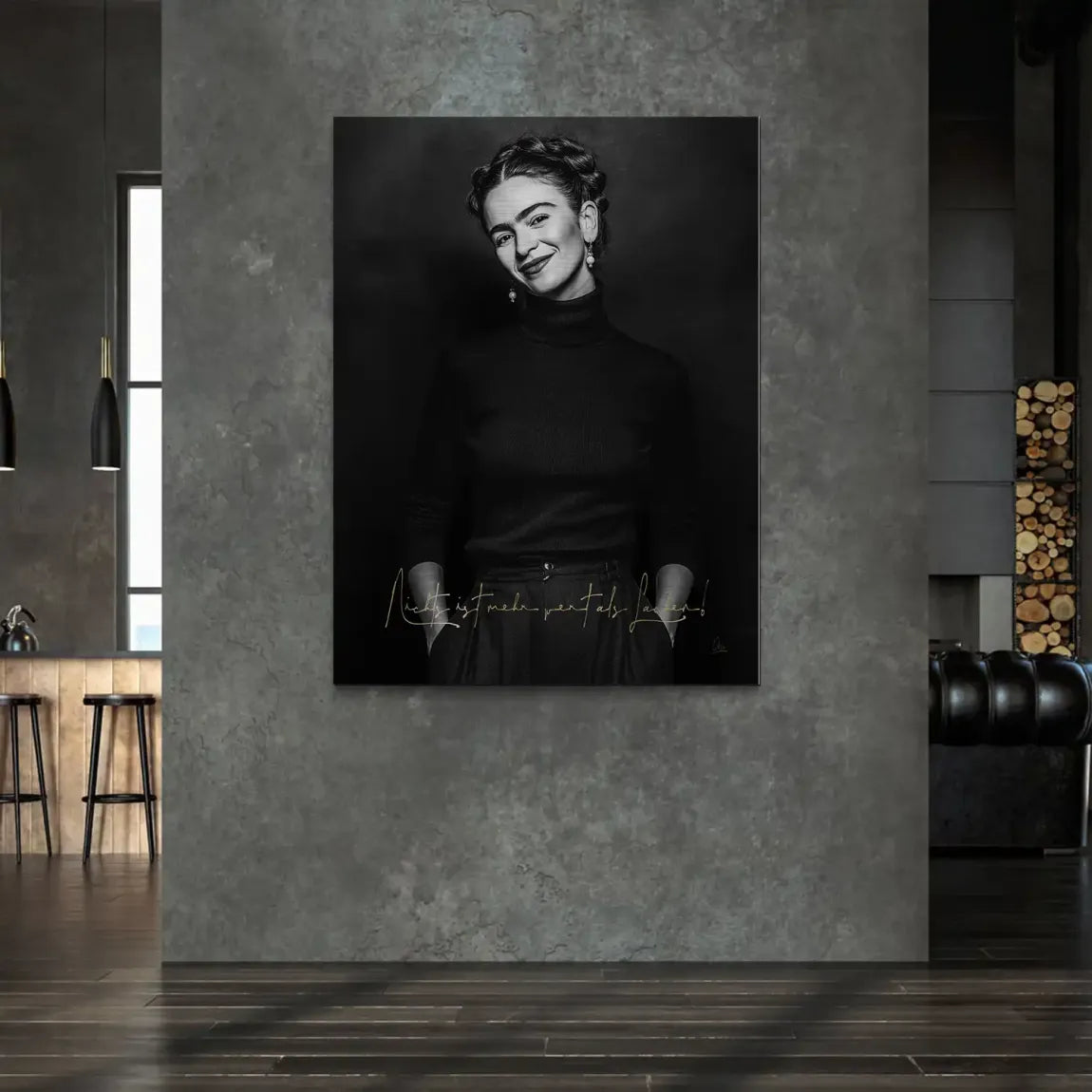 Frida Kahlo stilles Lächeln Alu Gebürstet Bild