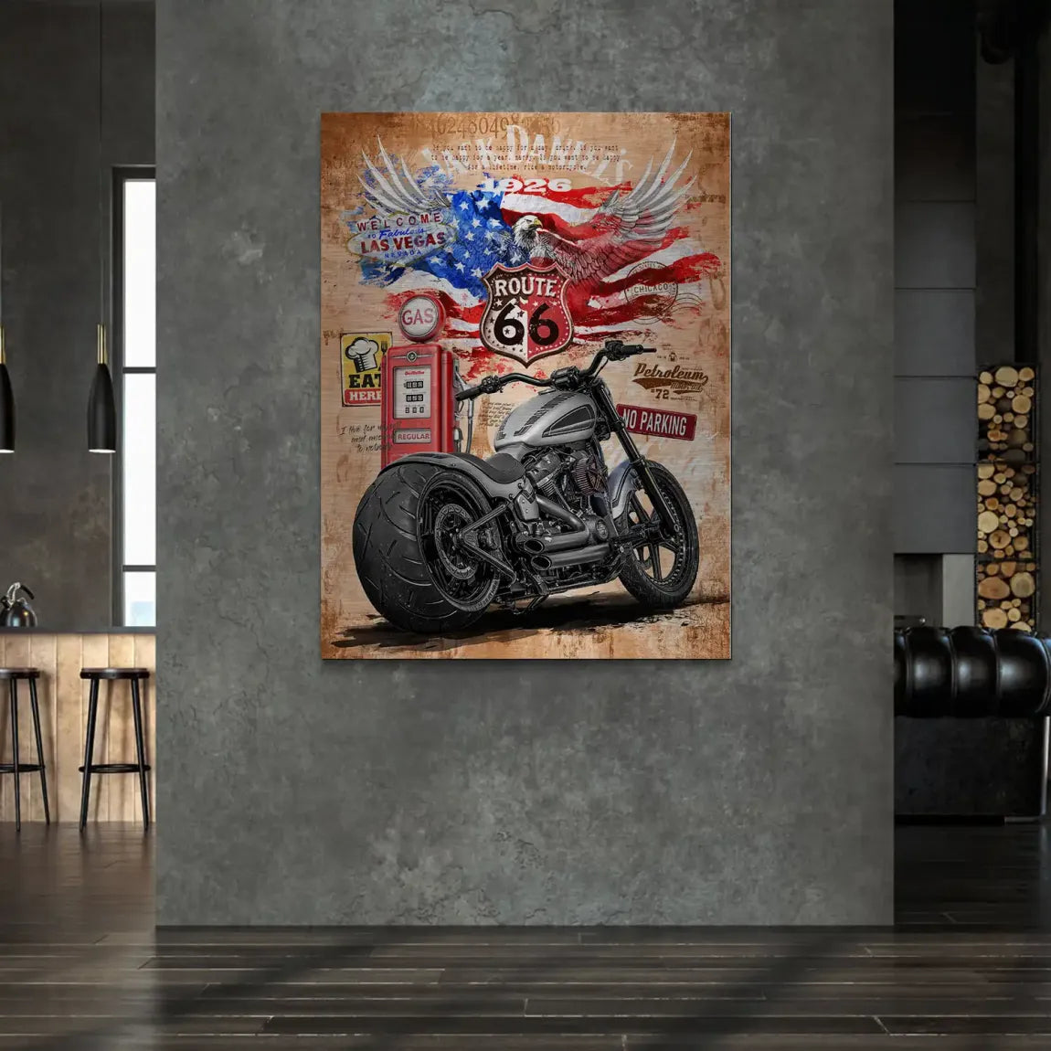 Harley Route 66 Alu Gebürstet Bild