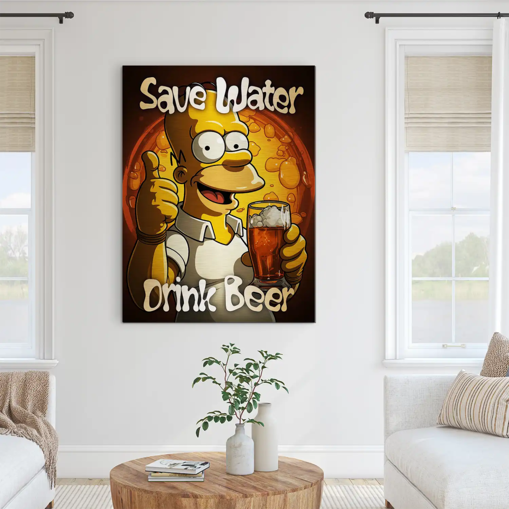 Homer Drink Beer Aludibond Gebürstet INGALERIE